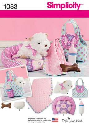 Picture of 23 SIMPLICITY 1083: STUFFED PUPPY, CARRIER, BED, BLANKET, BOTTLE & DIAPER