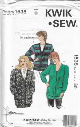 Picture of C332 KWIK*SEW 1538: CARDIGANS WITH KNIT FABRIC SIZE XS-L