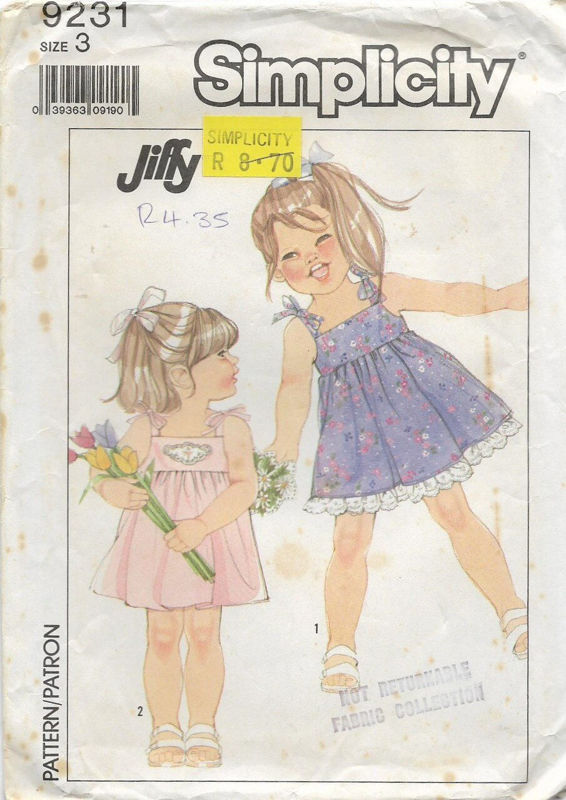 Picture of C34 SIMPLICITY 9231: RETRO CHILD'S DRESS (1989) SIZE 3 ONLY 