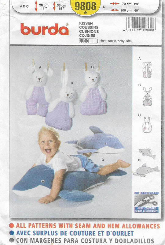 Picture of 81 BURDA 9808: CHILD'S CUSHIONS DOLPHIN-BUNNY & BEAR 