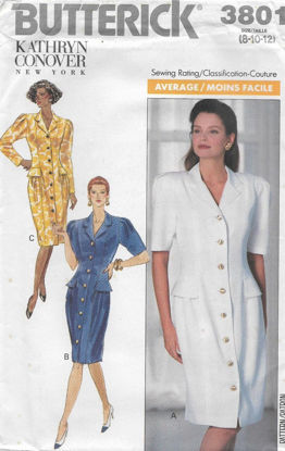 Picture of C162 BUTTERICK 3801: (RETRO 1989) DRESS SIZE 8-12