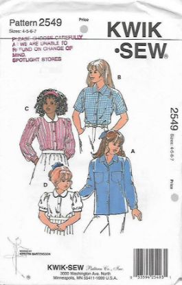 Picture of C346 KWIK*SEW 2549: GIRL'S BLOUSE  SIZE 4-7