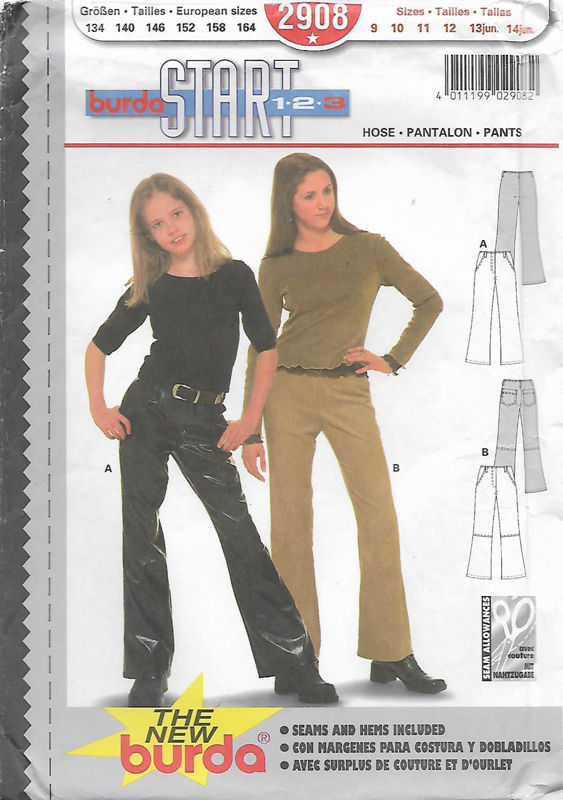 Picture of C267 BURDA 2908: GIRL'S PANT'S SIZE 9-14