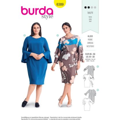 Picture of B77 BURDA 6389: DRESS SIZE 20-30