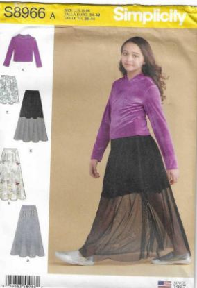 Picture of B10 SIMPLICITY S8966: GIRLS SKIRT & TOP SIZE 8-16