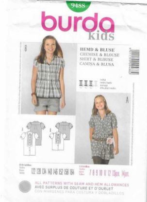 Picture of A17 BURDA 9488: GIRL'S TOP SIZE 7-14