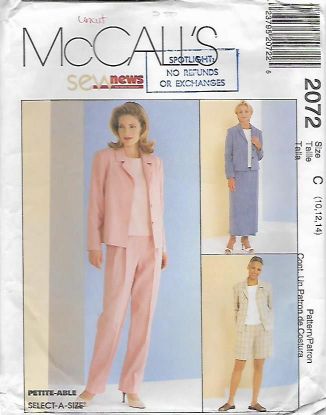 Picture of C287 McCALL'S  2072: JACKET, TOP, PANTS & SKIRT SIZE 10-14