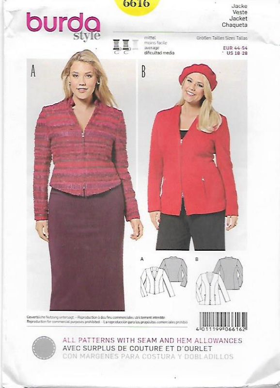 Picture of 16 BURDA 6616: JACKET SIZE 18-28