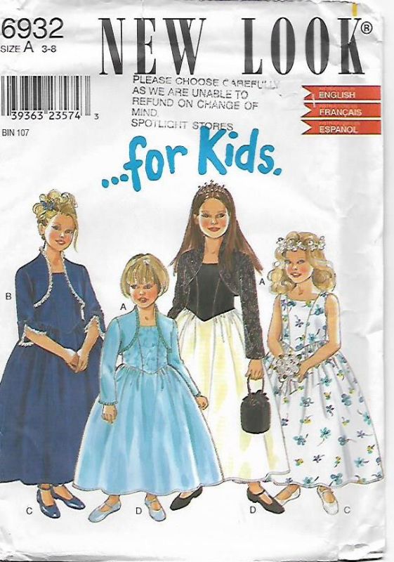 Picture of A113 NEW LOOK 6932: GIRL'S DRESS & JACKET SIZE 3-8