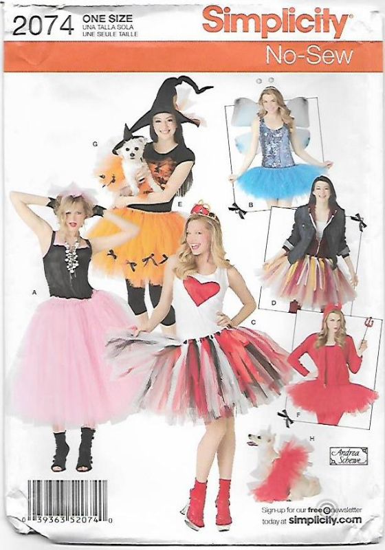 Picture of B73 SIMPLICITY 2074: NO - SEW SKIRT COSTUME ALL SIZES 
