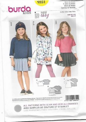 Picture of 22 BURDA 9351: GIRL'S TOP & DRESS SIZE 2-7