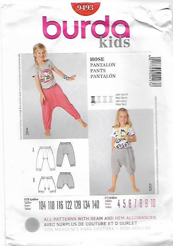 Picture of A113 BURDA 9493:PANTS SIZE 4-10