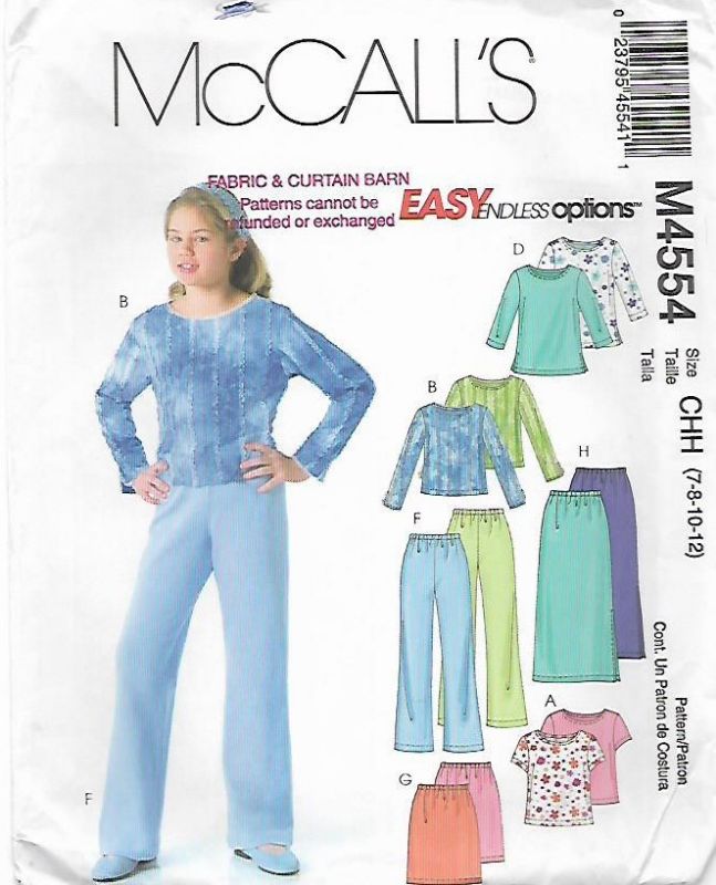 Picture of C105 McCALL'S M4554:TOP, PANTS & SKIRT SIZE 7-12