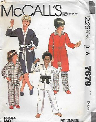 Picture of 310 McCALL'S 7679:BOY/TEENS ROBE/JACKET & PAJAMAS SIZE XL 14-16