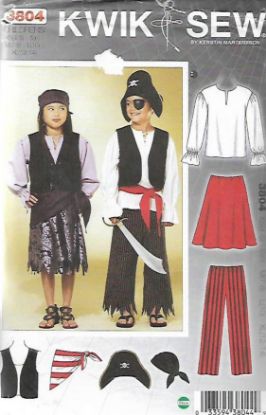 Picture of E3 KWIK*SEW 3804:KIDS PIRTATE COSTUME SIZE XS-XL