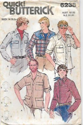 Picture of C204 BUTTERICK 6238: MEN'S RETRO SHIRT SIZE NECK 14 or 35.5cm