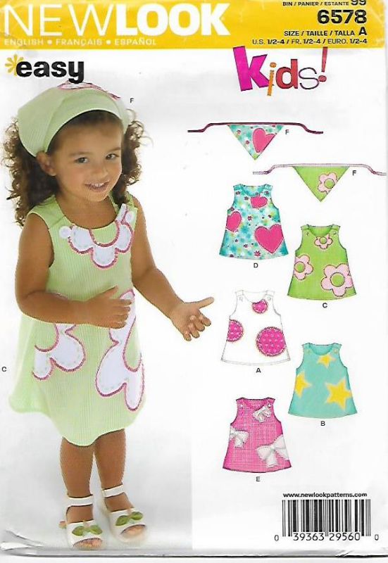Picture of B185 NEW LOOK 6578: GIRL'S DRESS & HEADBAND SIZE 6M-4 YRS 