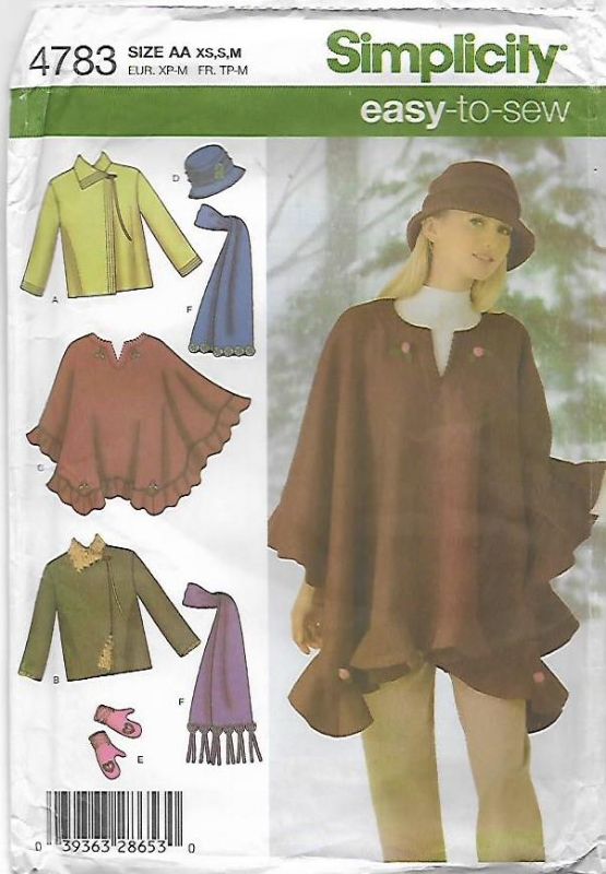 Picture of A33 SIMPLICITY 4783: JACKET, PONCHO, SCARF, HAT & MITTENS SIZE 6-16