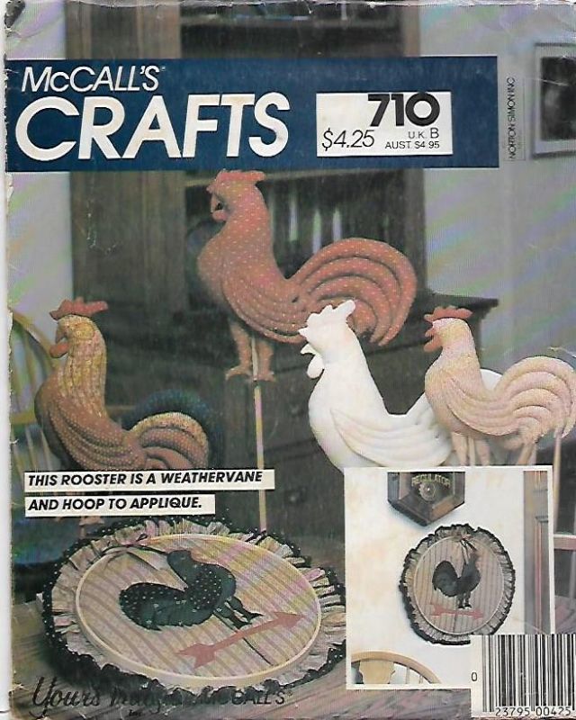 Picture of C336 McCALL'S CRAFTS 710: ROOSTER PACKAGE APPLIQUE SEWING PATTERN 