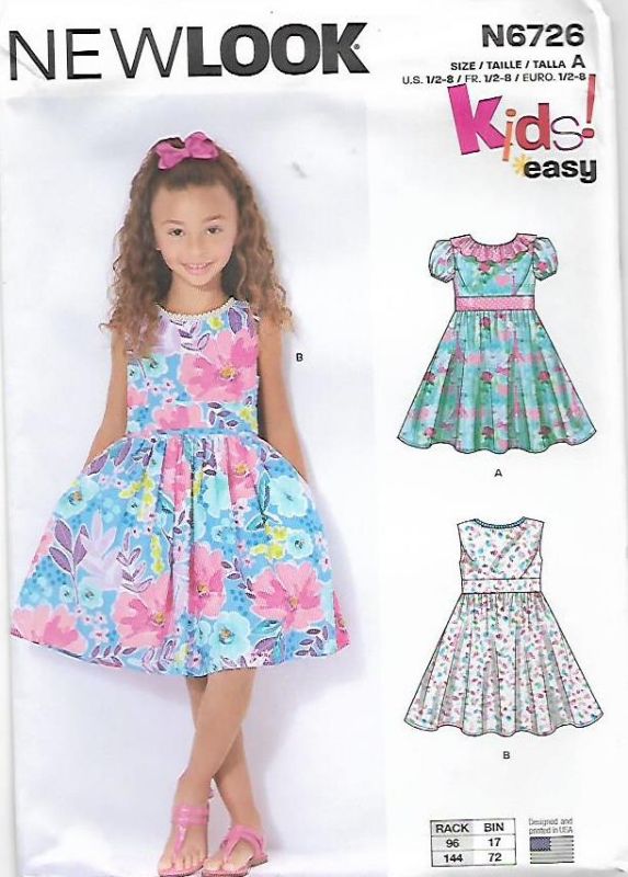 Picture of B4 NEW LOOK N6726: GIRL'S DRESS SIZE 6M-8