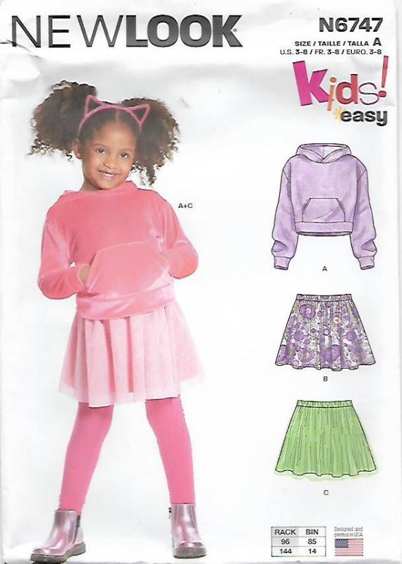 Picture of B239 NEW LOOK N6747: CHILD HOODED TOP & SKIRT SIZE 3-8