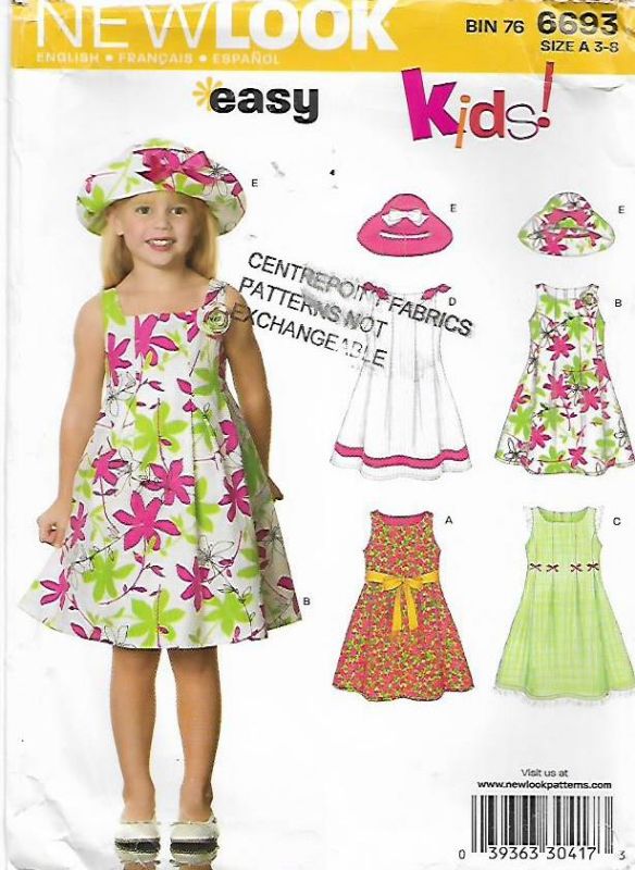 Picture of C328 NEW LOOK 6693: GIRL'S DRESS & HAT SIZE 3-8