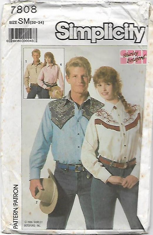 Picture of A52 SIMPLICITY 7808: MEN'S WESTERN SHIRT SIZE 32-34 Chest