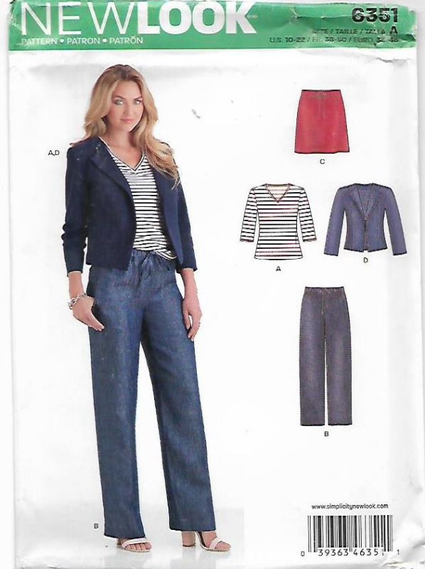 Picture of B110 NEW LOOK 6351: TOP, JACKET, SKIRT & PANTS SIZE 10-22