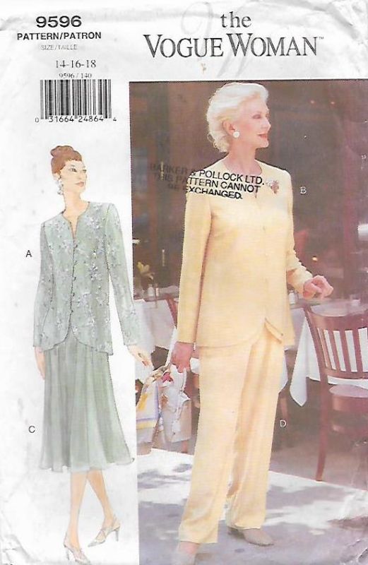 Picture of C45 VOGUE 9596: JACKET, SKIRT & PANTS SIZE 14-18