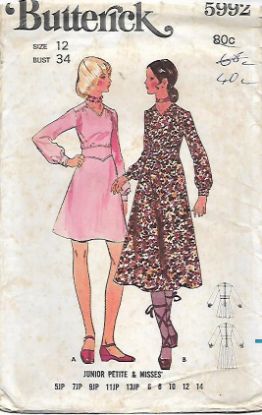 Picture of W27 BUTTERICK 5992: RETRO DRESS SIZE 12 ONLY 