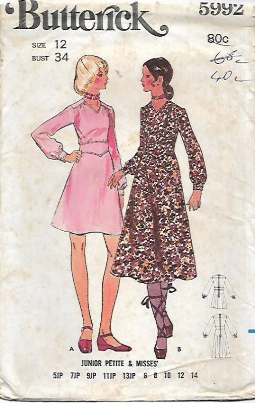 Picture of W27 BUTTERICK 5992: RETRO DRESS SIZE 12 ONLY 