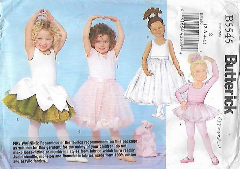 Picture of A15 BUTTERICK B5545: GIRL'S LEOTARD, SKIRT & BAG SIZE 2-5