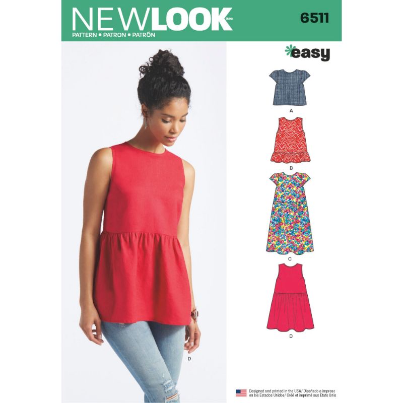 Picture of 57 NEW LOOK 6511: TOP'S & DRESS SIZE 8-18