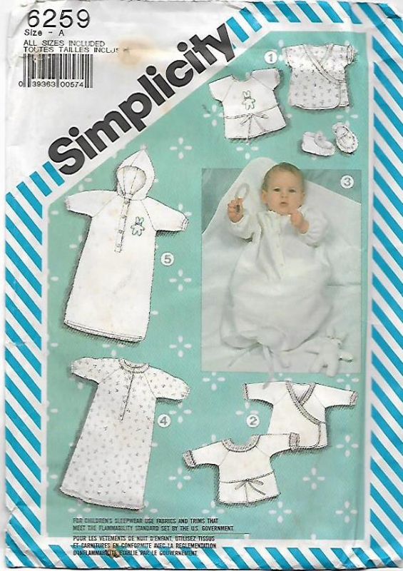 Picture of A127 SIMPLICITY 6259: BABIES LAYETTE SIZE 1-3M - 18M 