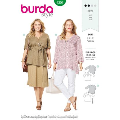 Picture of B274 BURDA 6306: TOPS SIZE 20-34