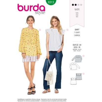 Picture of B296 BURDA 6313: TOP SIZE 6-18