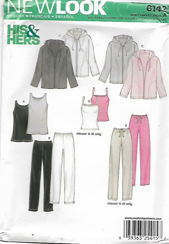 Picture of B168 NEW LOOK 6142: JACKET, TOPS & PANTS SIZE XS-XL 