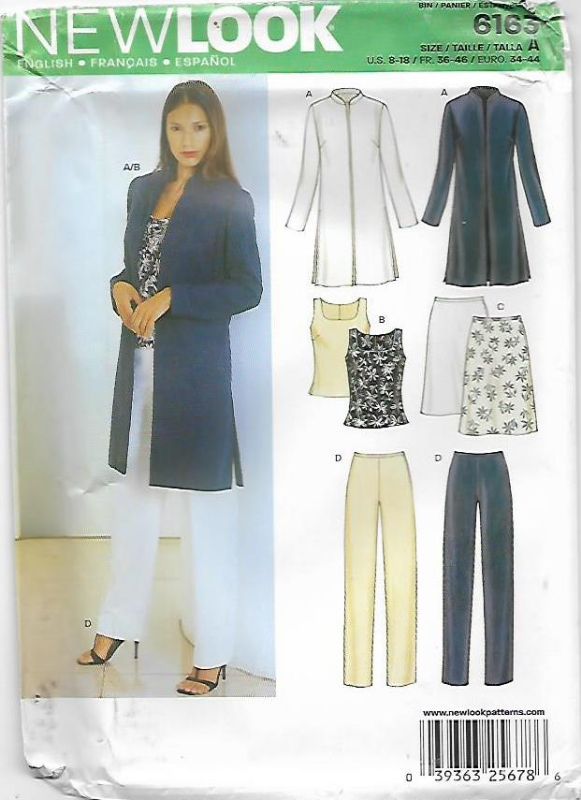 Picture of B170 NEW LOOK 6163: COAT, TOP, SKIRT & PANTS SIZE 8-18