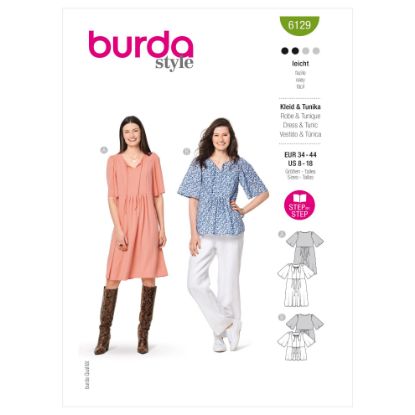 Picture of B83 BURDA 6129: TOP OR DRESS SIZE 8-18