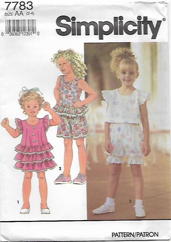 Picture of F5 SIMPLICITY 7783: GIRL'S TOP, SKIRT & SHORTS SIZE 2-4