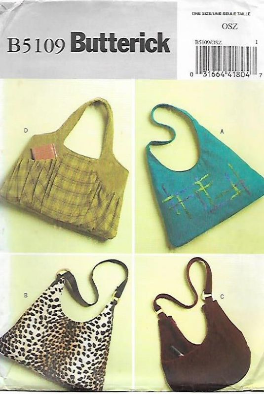 Picture of B42 BUTTERICK B5109: BAGS ONE SIZE 