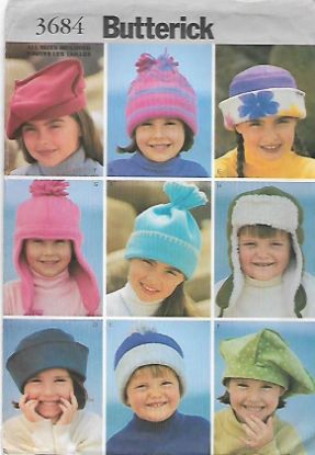 Picture of A116 BUTTERICK 3684: CHILD'S HATS SIZE S-L