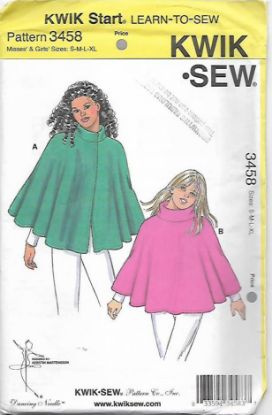 Picture of A95 KWIK*SEW 3458: GIRL'S PONCHOS SIZE S-XL 