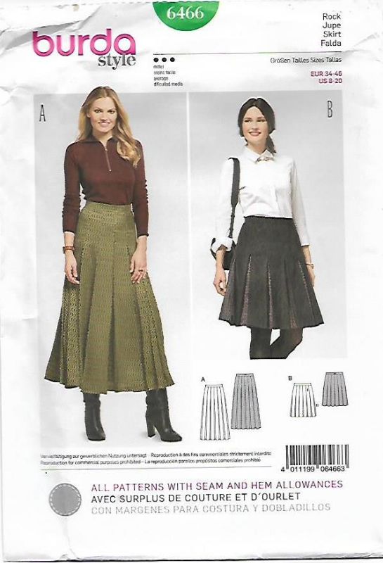 Picture of B105 BURDA 6466: SKIRT SIZE 8-20