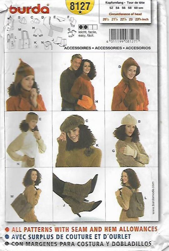 Picture of C251 BURDA 8127: WINTER ACCESSORIES  ONE SIZE 