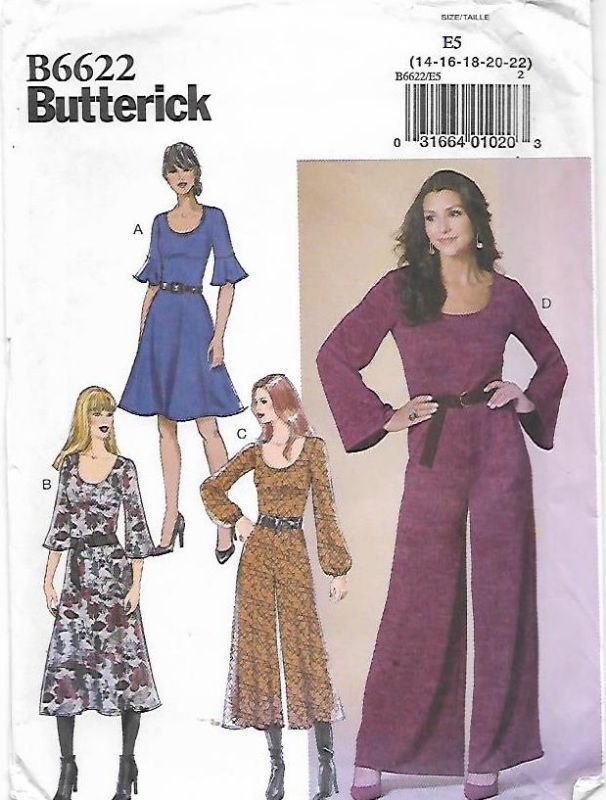 Picture of C197 BUTTERICK B6622: DRESS OR JUMPSUIT SIZE 14-22