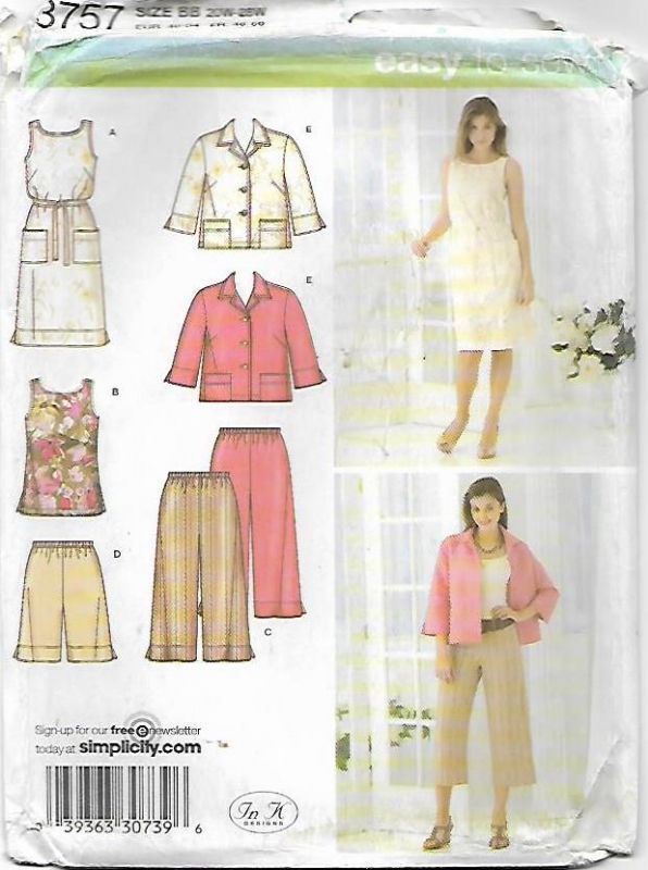 Picture of A119 SIMPLICITY 3757: JACKET, TOP, DRESS & PANTS SIZE 20-28